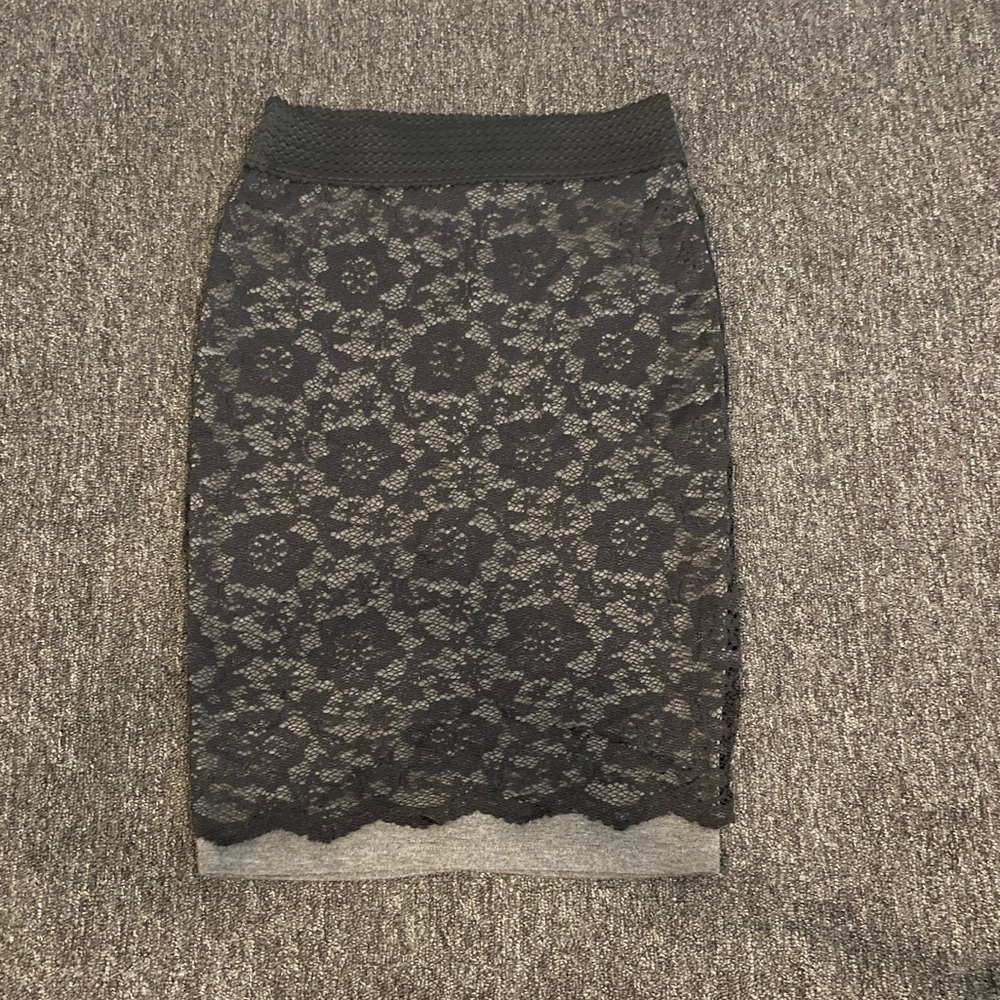 Black lace pencil skirt